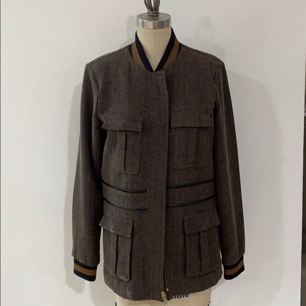 Brown Coat jacket with front zipper and pockets
